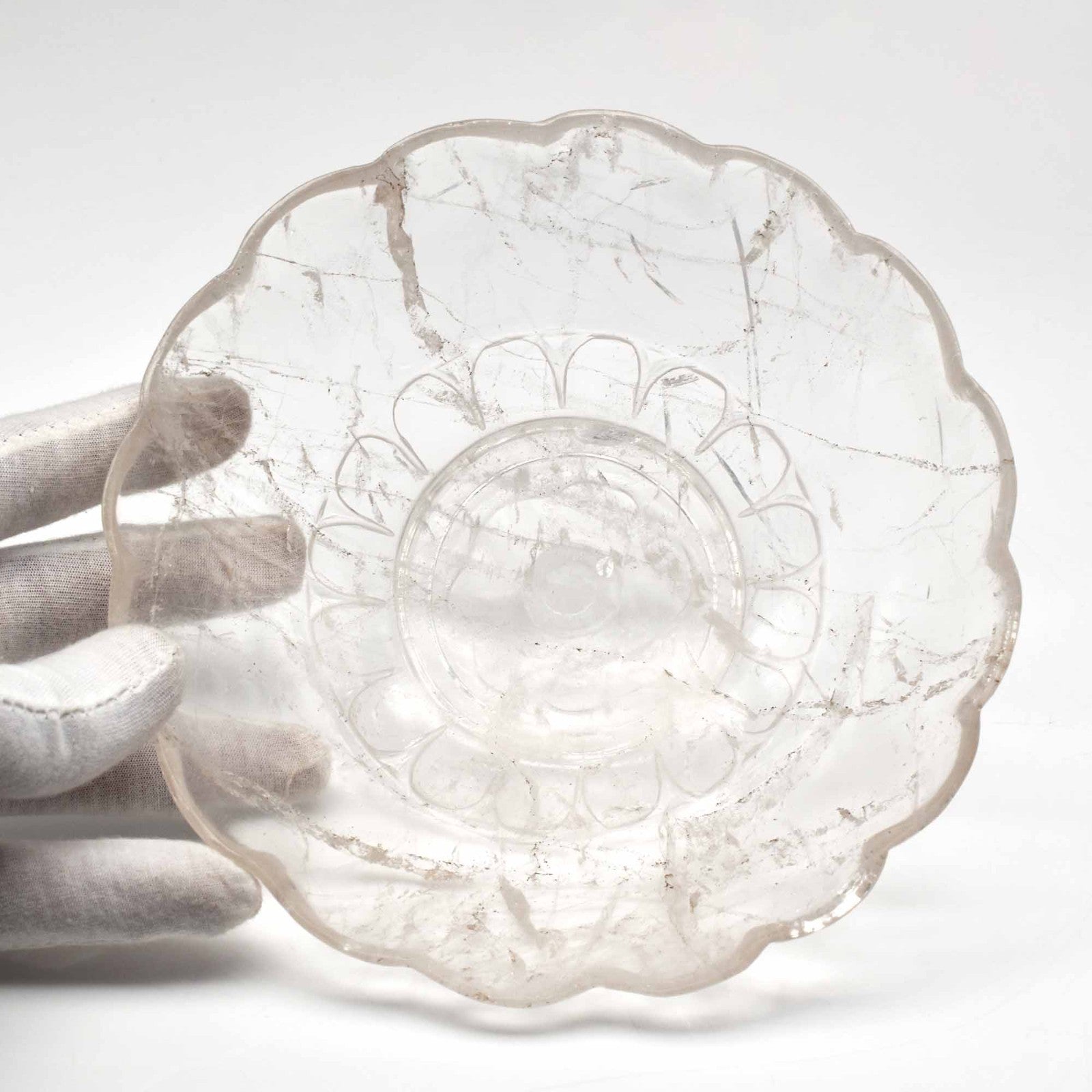 Certified Natural Rock Crystal Quartz 1935 Ct Round Engraved Gemstone Bowl Decor