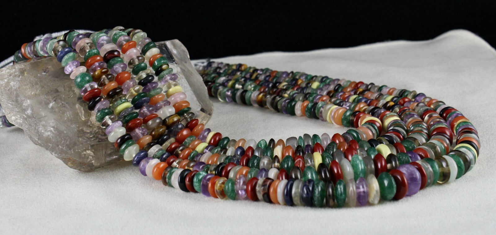 Vintage Multi Semi Precious Gemstone Beads Necklace 1576 Ct For Fashion