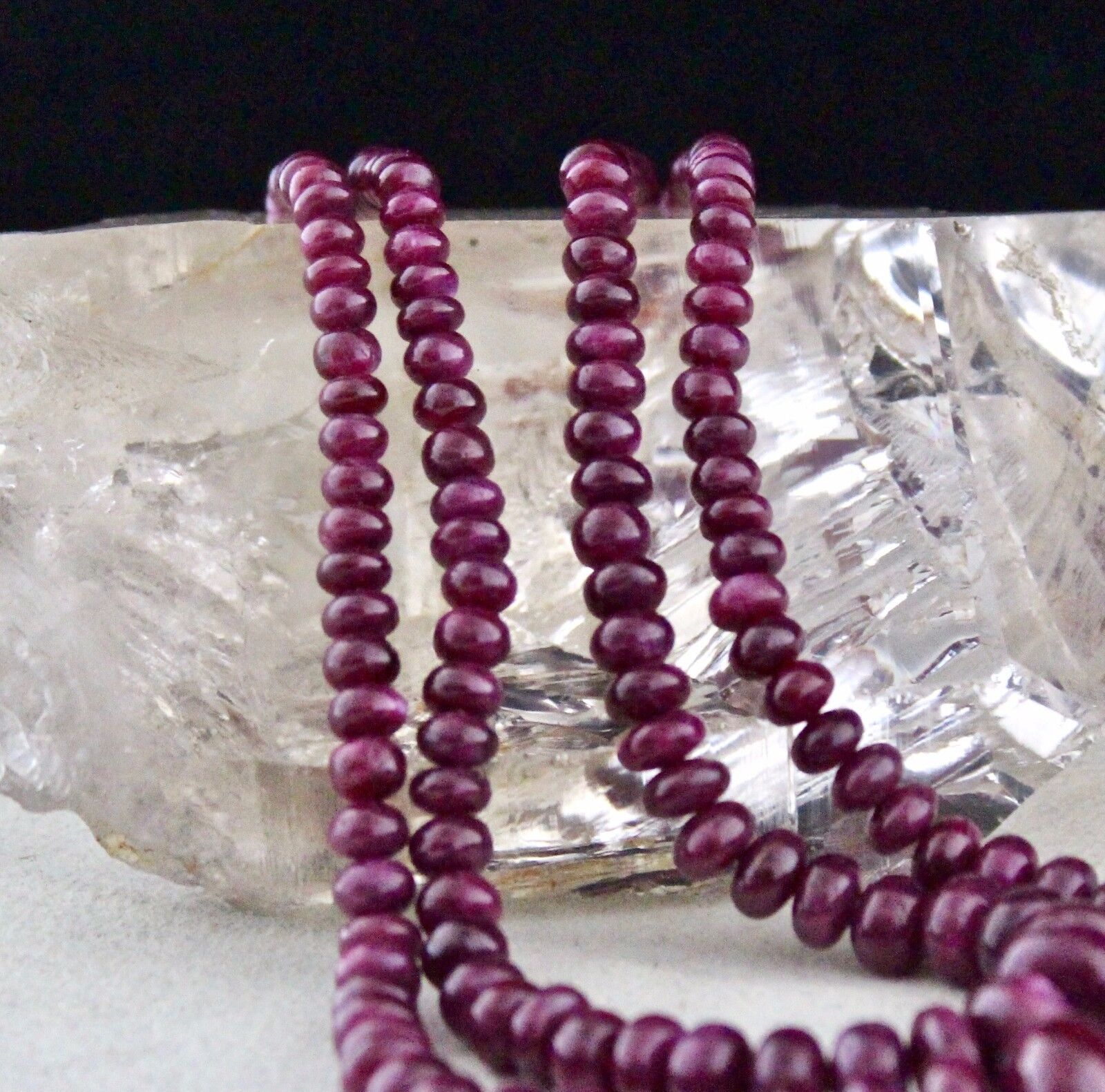 NATURAL UNHEATED RUBY BEADS ROUND 2 LINE 382 CARATS GEMSTONE COLLECTION NECKLACE