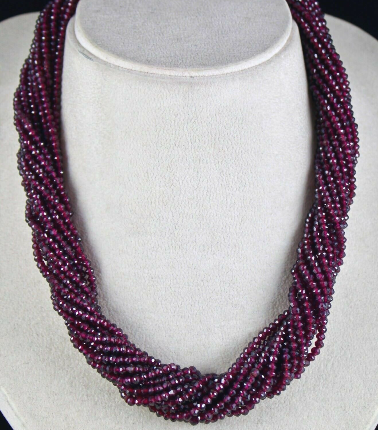 Natural Garnet Faceted Round Beads Necklace 14 L 4mm 782 Ct Red Gemstone Party