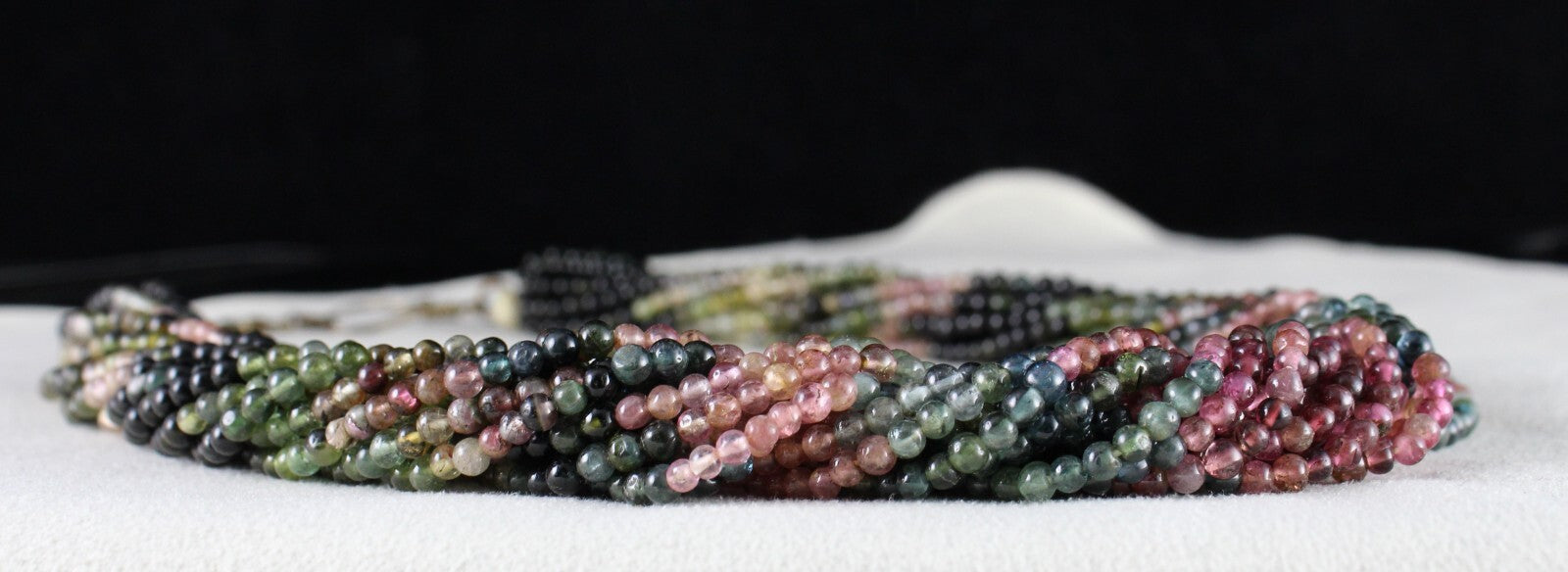 Natural Multi Tourmaline 575 Ct Beads Necklace Sterling Silver For Women