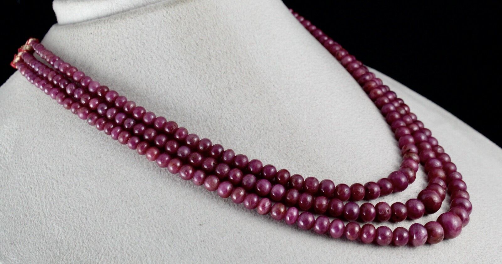 Natural Ruby Beads Round 3 Line 444 Carats Untreated Gemstone beaded Necklace