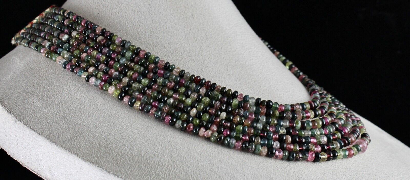 BEST NATURAL TOURMALINE BEADS NECKLACE 583 CARATS MULTI COLOUR GEMSTONE STRAND