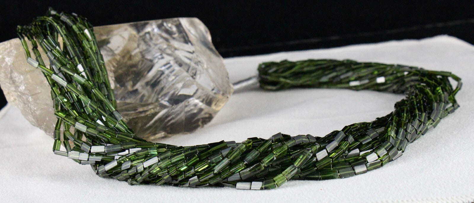 Certified Natural Green Chrome Tourmaline 700 Ct Beads Sterling Silver Necklace