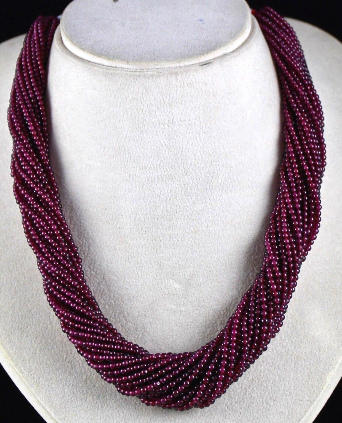 Natural Garnet Round Beaded 25 L 960 Ct Pink Gemstone Fashion Silver Necklace