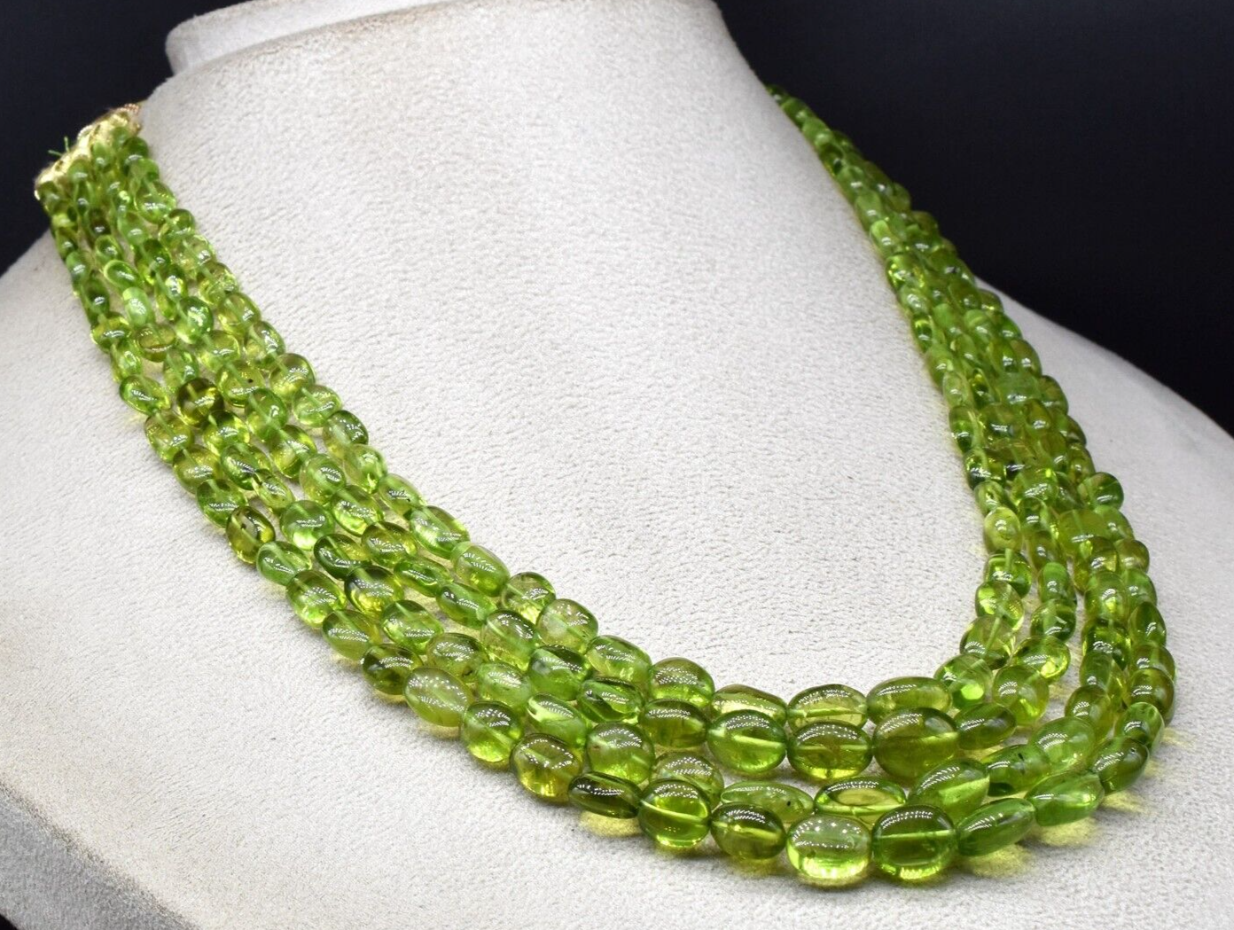 Natural Peridot Necklace Beaded Cabochon 4 L 562 Ct Green Drilled Gemstone