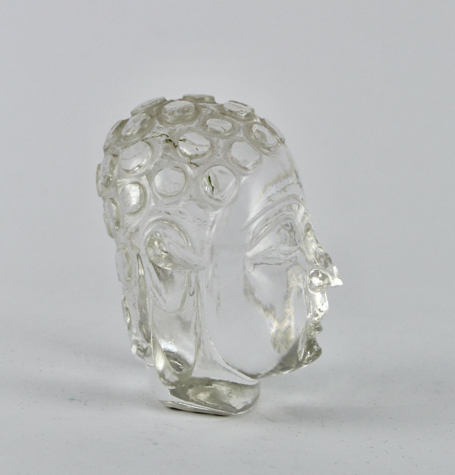 Natural Crystal Quartz Buddha Head 820ct 2 Inch Gemstone Statue Home Decor Piece