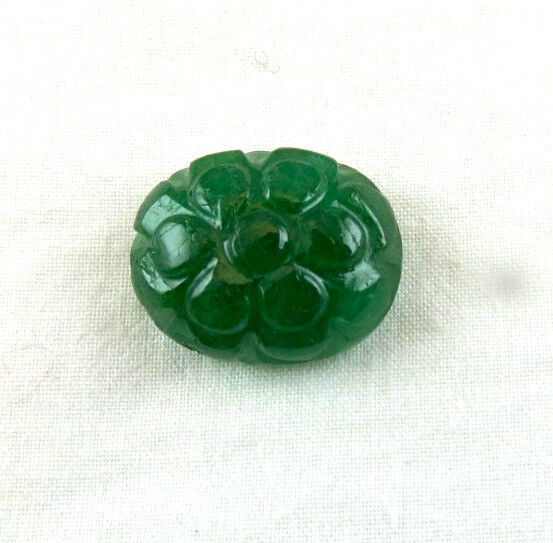 NATURAL ZAMBIAN CARVED EMERALD OVAL 17X13 MM 12 CARATS GEMSTONE FOR RING PENDANT