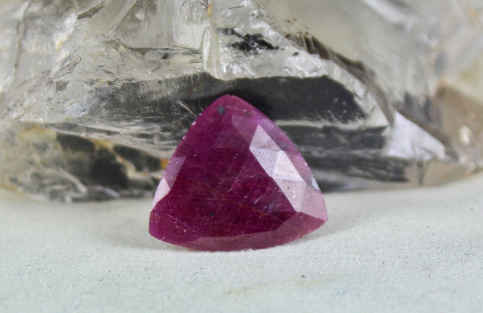 FLAT NATURAL RUBY FACETED TRIANGLE CABOCHON 24MM 24.50 CTS GEMSTONE FOR PENDANT