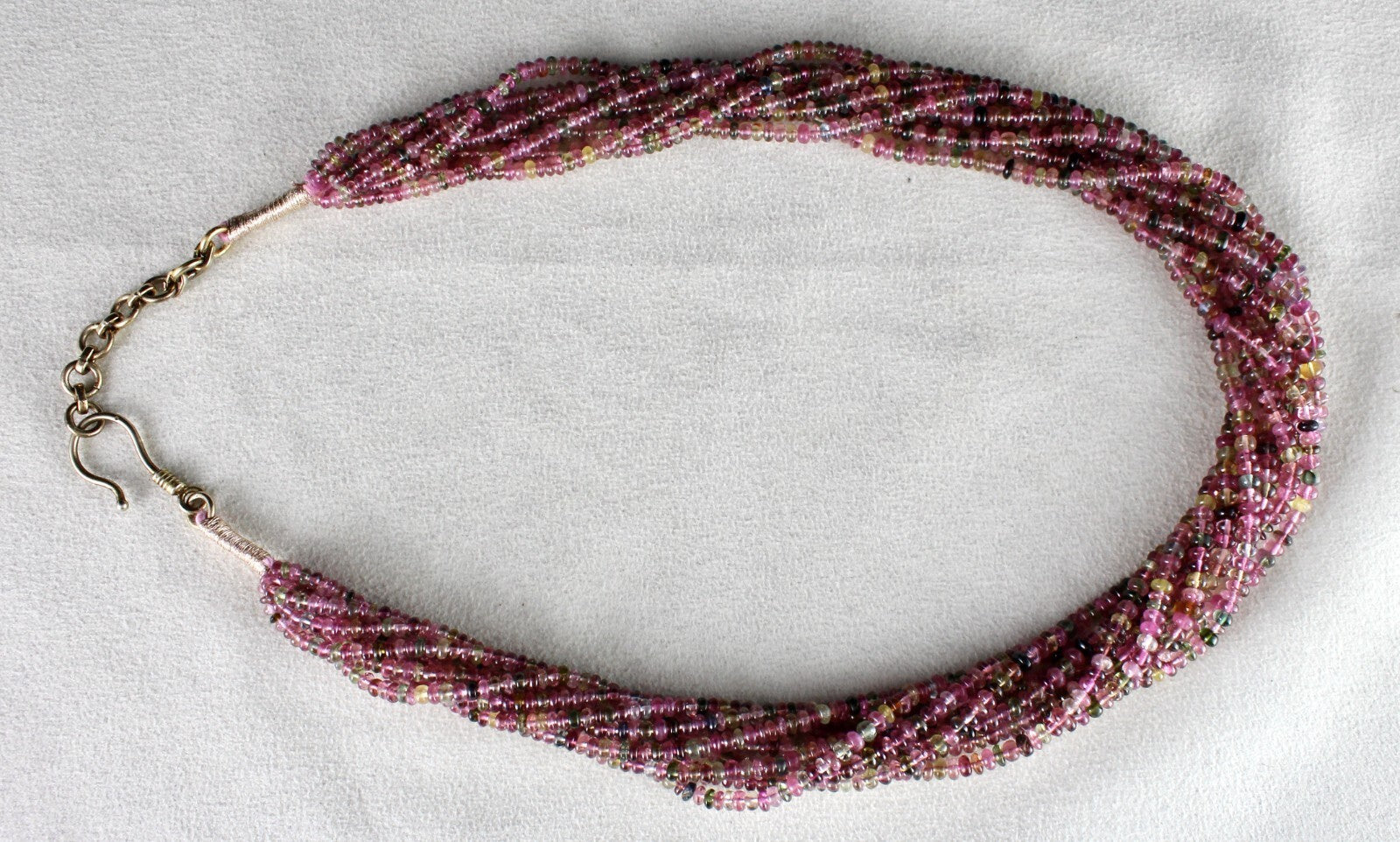 Certified Natural Multi-colour Tourmaline 400 Ct Sterling Silver Necklace