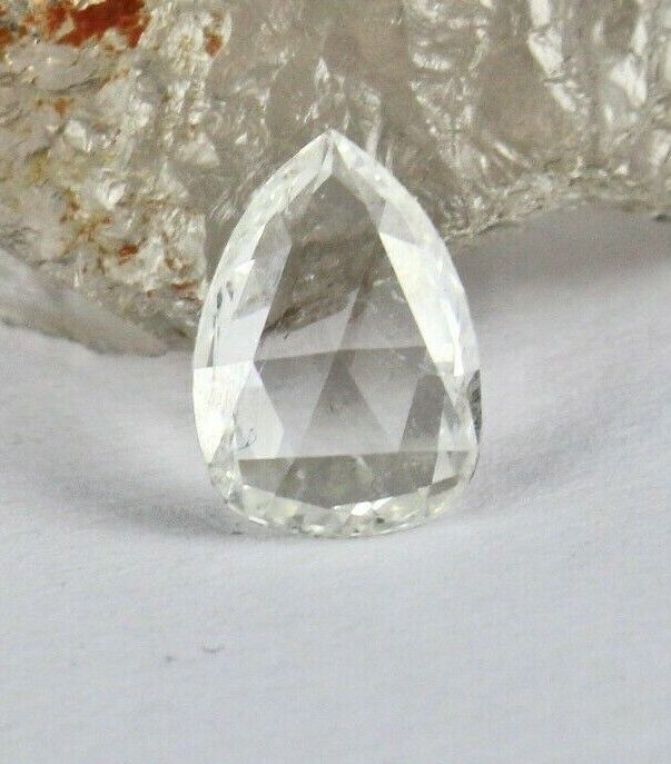 CERTIFIED WHITE NATURAL ROSE CUT DIAMOND 1.47 CARATS PEAR STONE FOR RING PENDANT