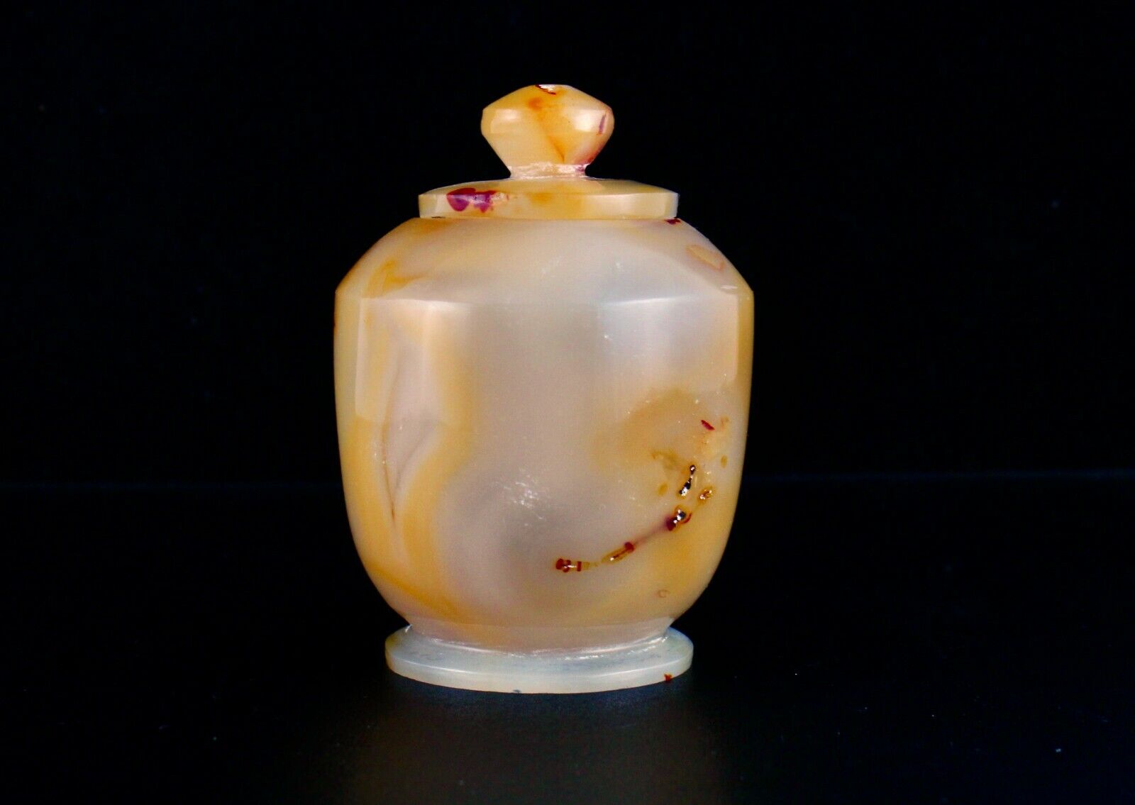 HAND CRAFTED 4" NATURAL CHALCEDONY 1612 CTS GEMSTONE CARVED POT FOR HOME DECOR