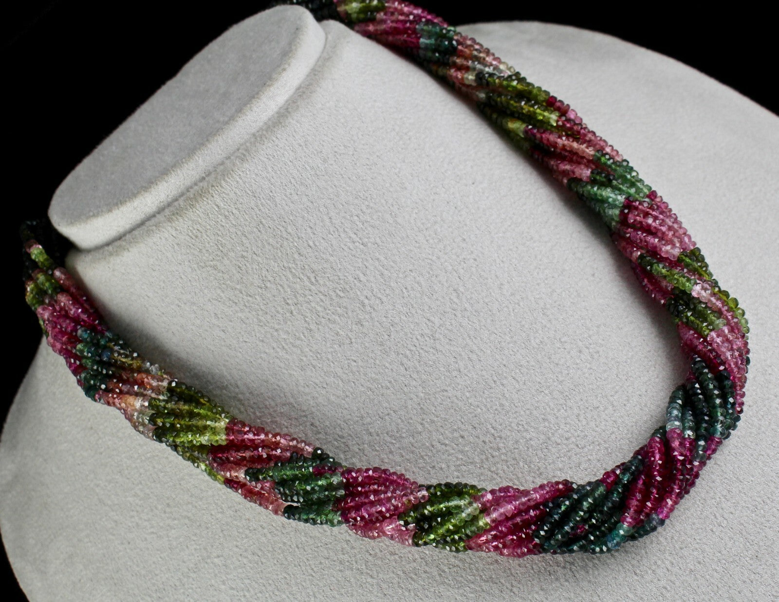 Certified Natural Multi Tourmaline 560 Ct Faceted Round Beads Necklace For Women