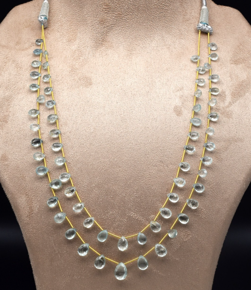 Natural Blue Aquamarine 116ct Teardrop Beads Fashion Necklace