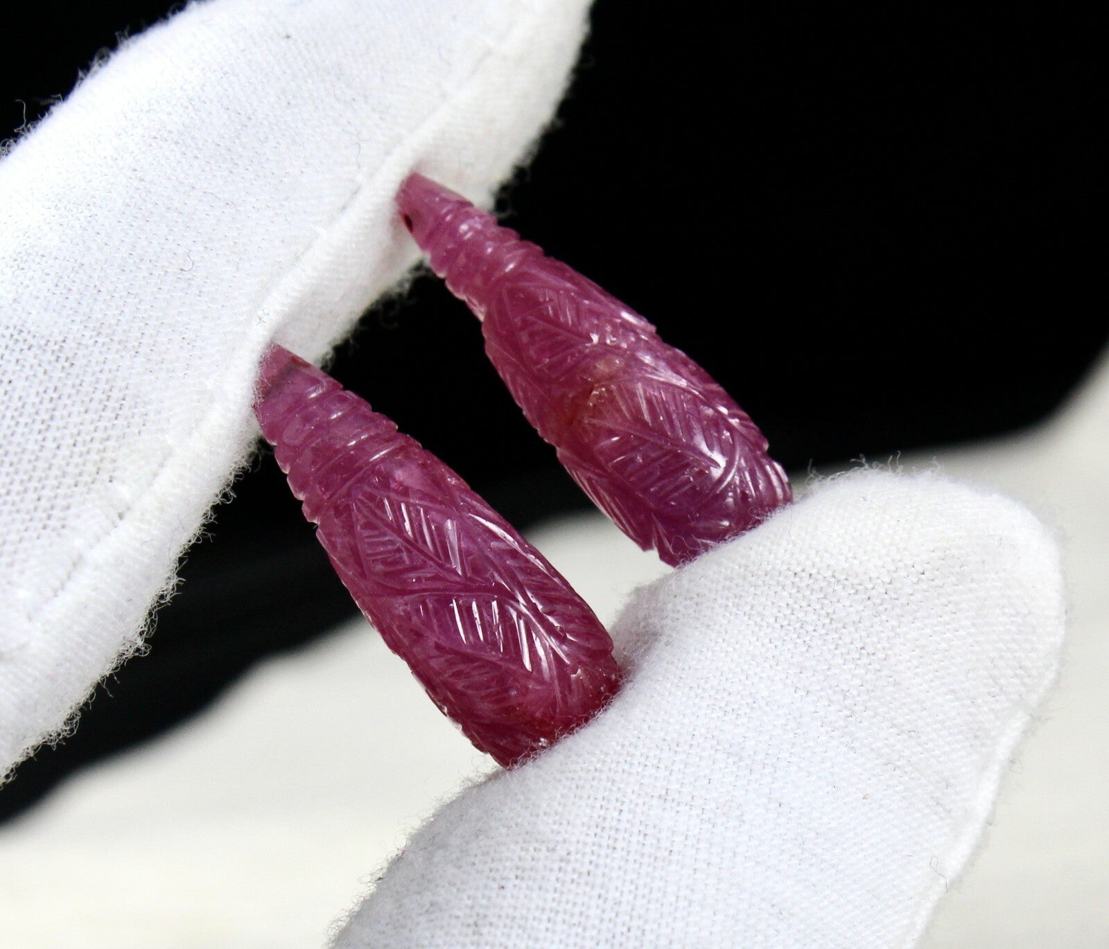 Certified Natural Untreated Ruby Carved Drops 37.58 Carats For Earring