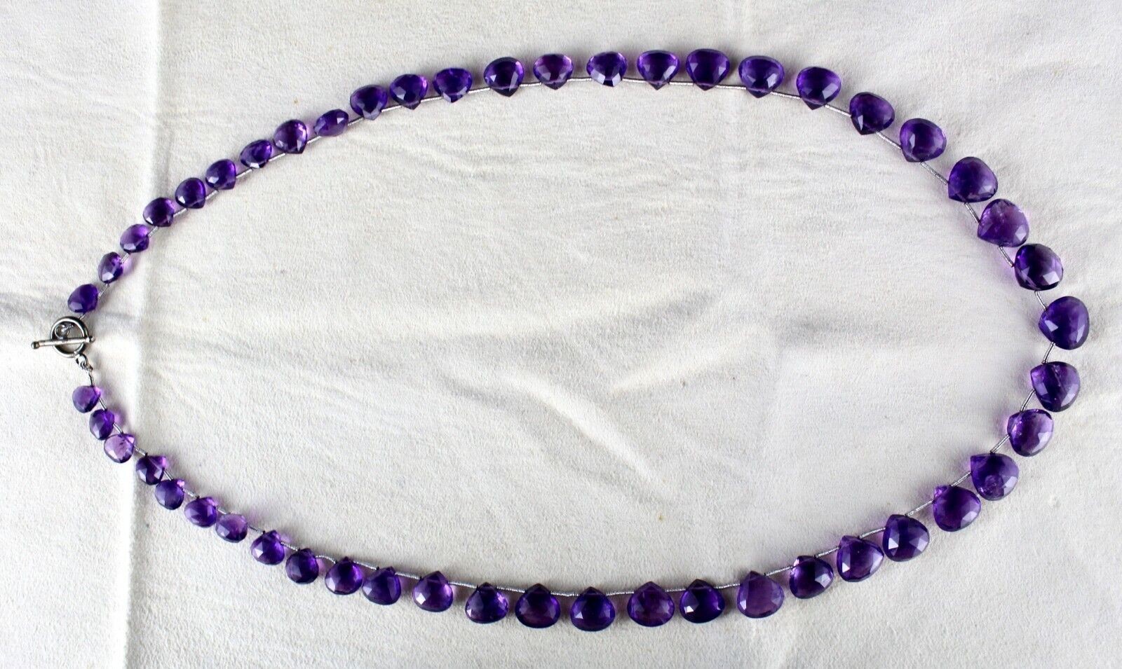 Natural Amethyst Beads Teardrop 1 L 158 Ct Purple Gemstone Party Silver Necklace