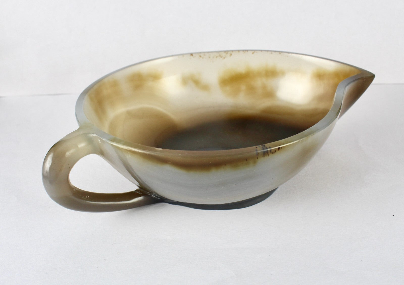 Certified Hand Crafted Chalcedony 920ct Carved Gemstone Bowl Home Decor