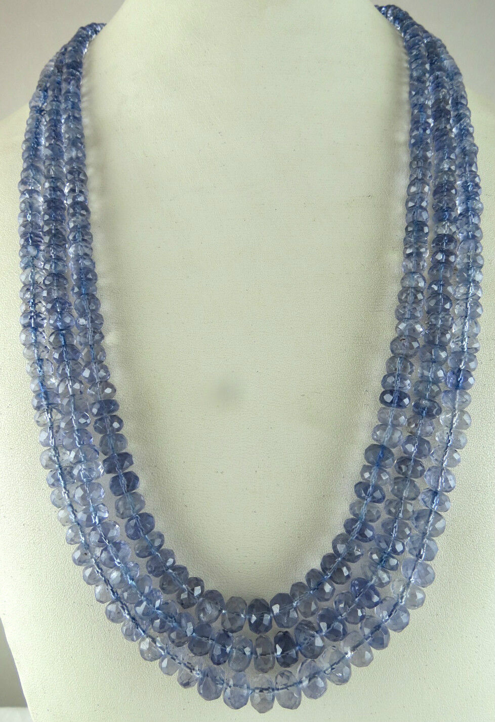 NATURAL BLUE IOLITE BEADS FACETED ROUND 568 CARATS GEMSTONE LADIES NECKLACE 