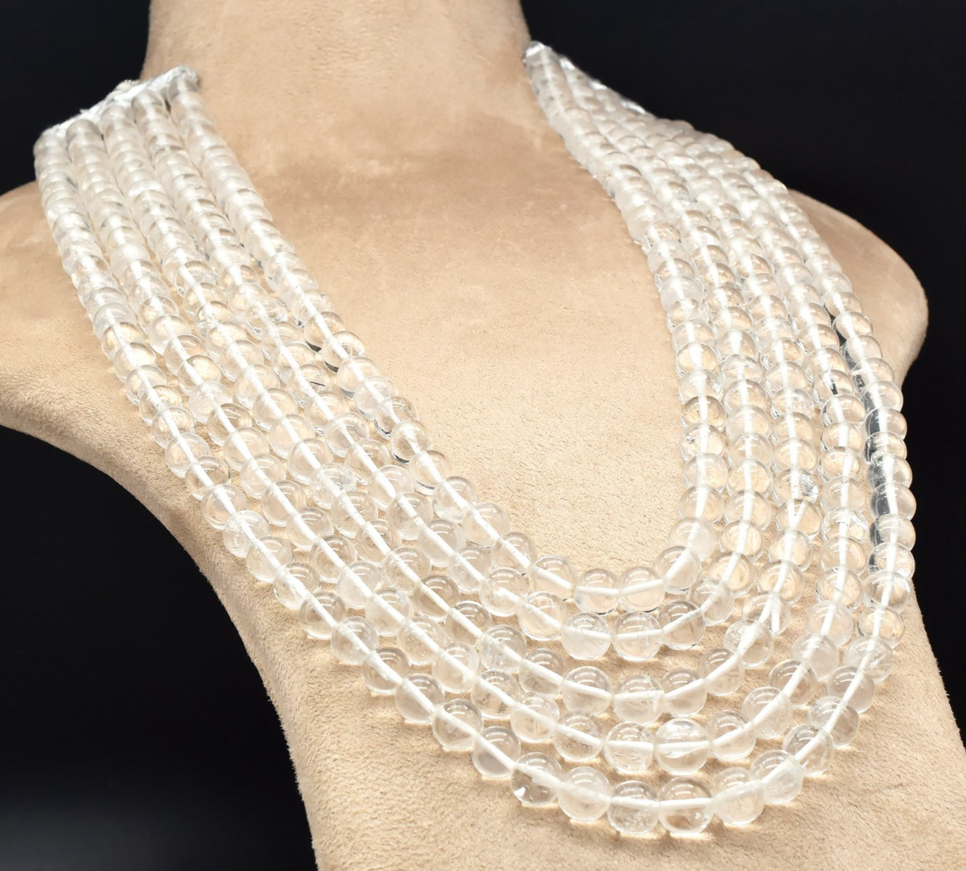 Natural Rock Crystal Quartz Round Beads Necklace 5L 1347 Ct Gemstone Fine String