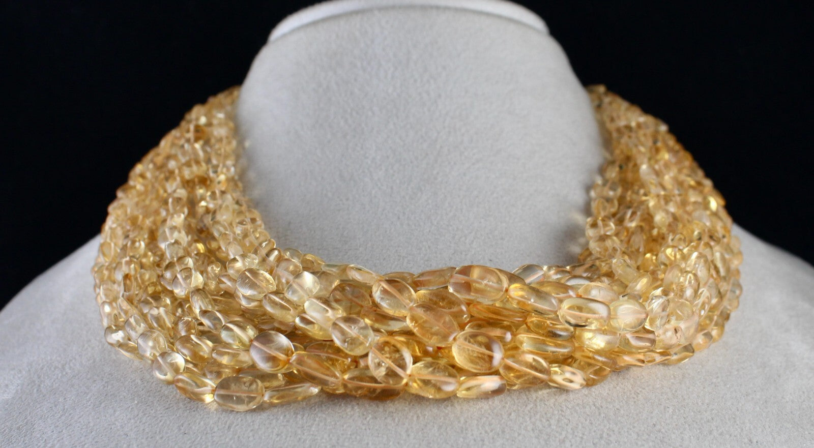 Natural Citrine Cabochon Beads 1295 Ct Sterling Silver Yellow Necklace