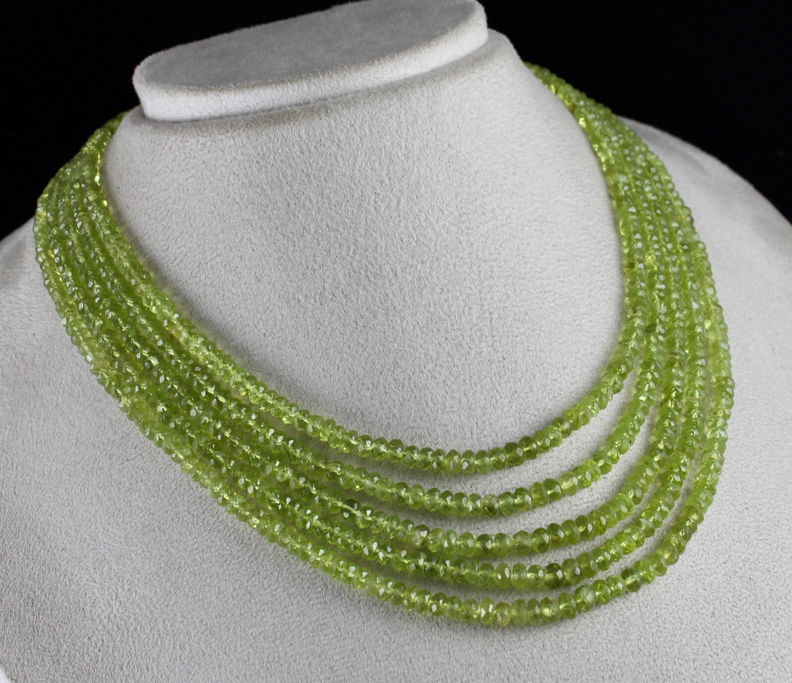 Natural Peridot Gemstone Necklace Faceted 441 Ct Round Green Beads Fashion