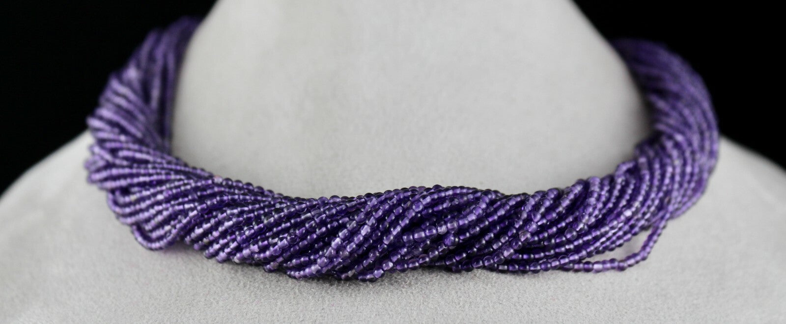 Certified Natural Amethyst 738 Ct Beads Round Sterling Silver Fashion Necklace