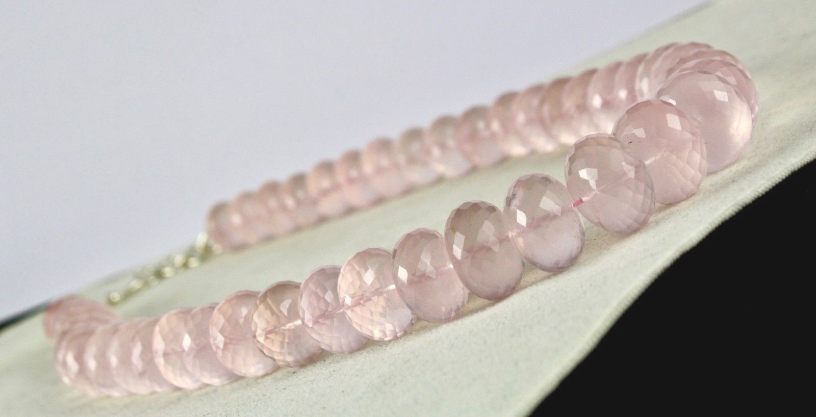 Natural Rose Quartz Beads Faceted 1125 Ct Pink Gemstone Silver Fashion Necklace