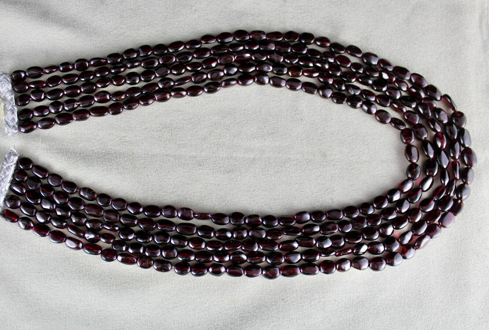 NATURAL RED GARNET BEADS LONG 5 LINE 860 CARATS GEMSTONE BEADED FASHION NECKLACE