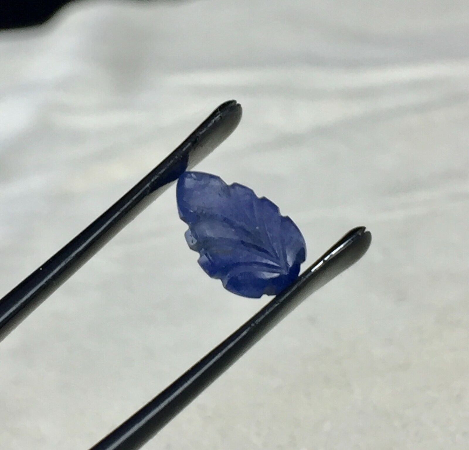 NATURAL BLUE SAPPHIRE CARVED LEAF 2.99 CTS UNHEATED BURMA GEMSTONE RING PENDANT