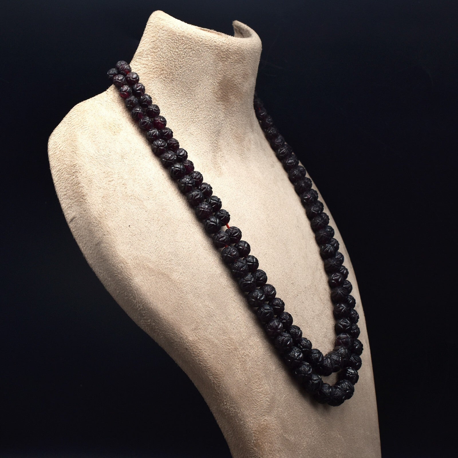 Certified Vintage Natural Garnet Beads 649 Ct Sterling Silver Necklace