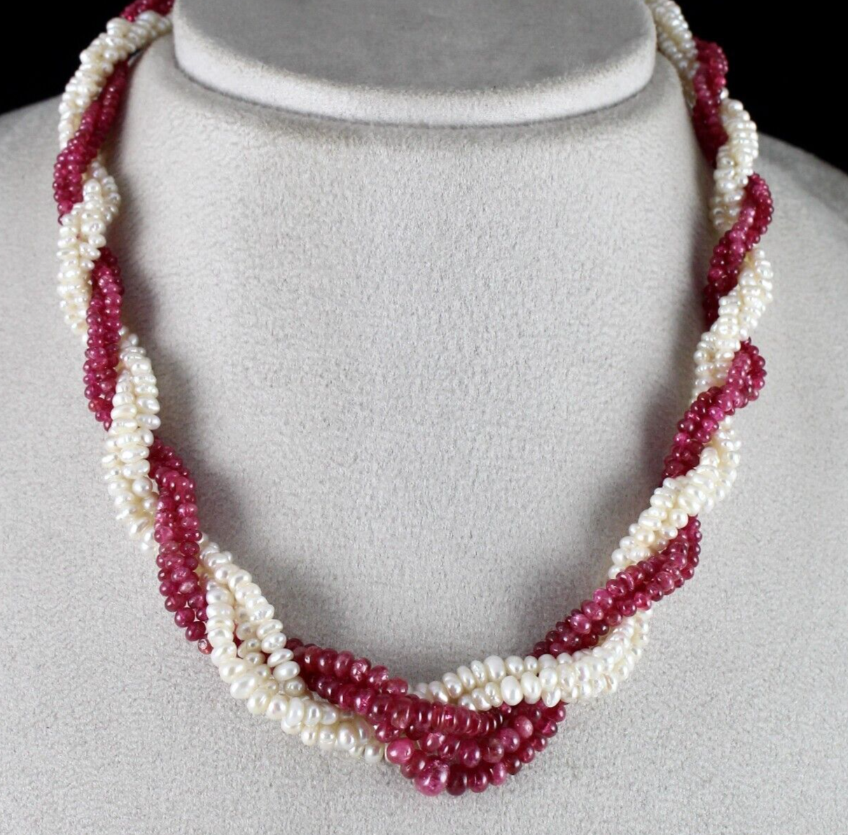 Certified Antique Natural Red Spinel 253ct Pearl Gemstone Necklace For Women