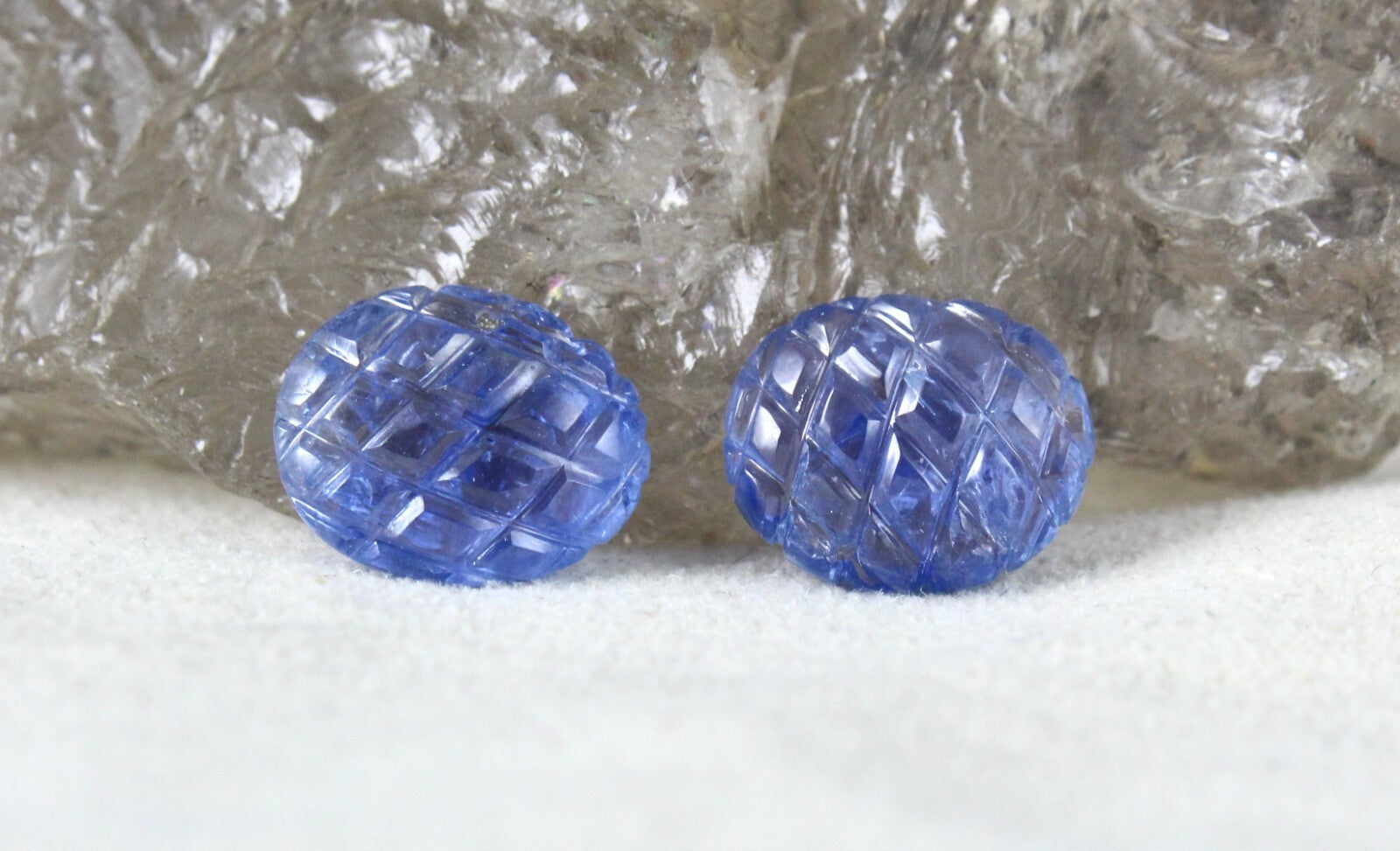 Certified Blue Sapphire 9.67 Cts Carved Oval Loose Gemstone For Earrings