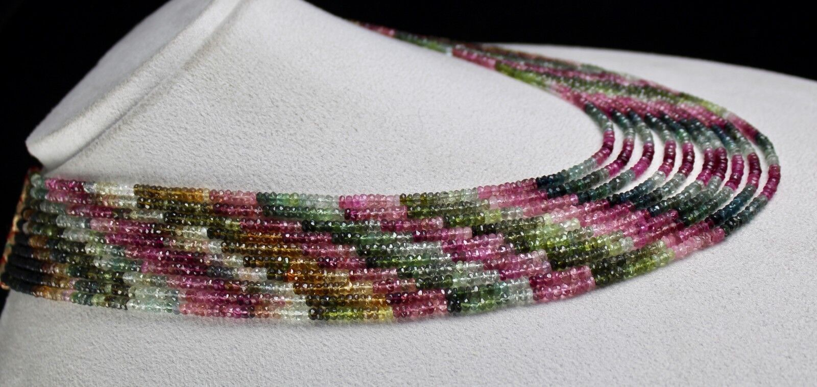 Natural Multi Colour Tourmaline Beads Faceted 10 L 495 Ct Gemstone Fine Necklace