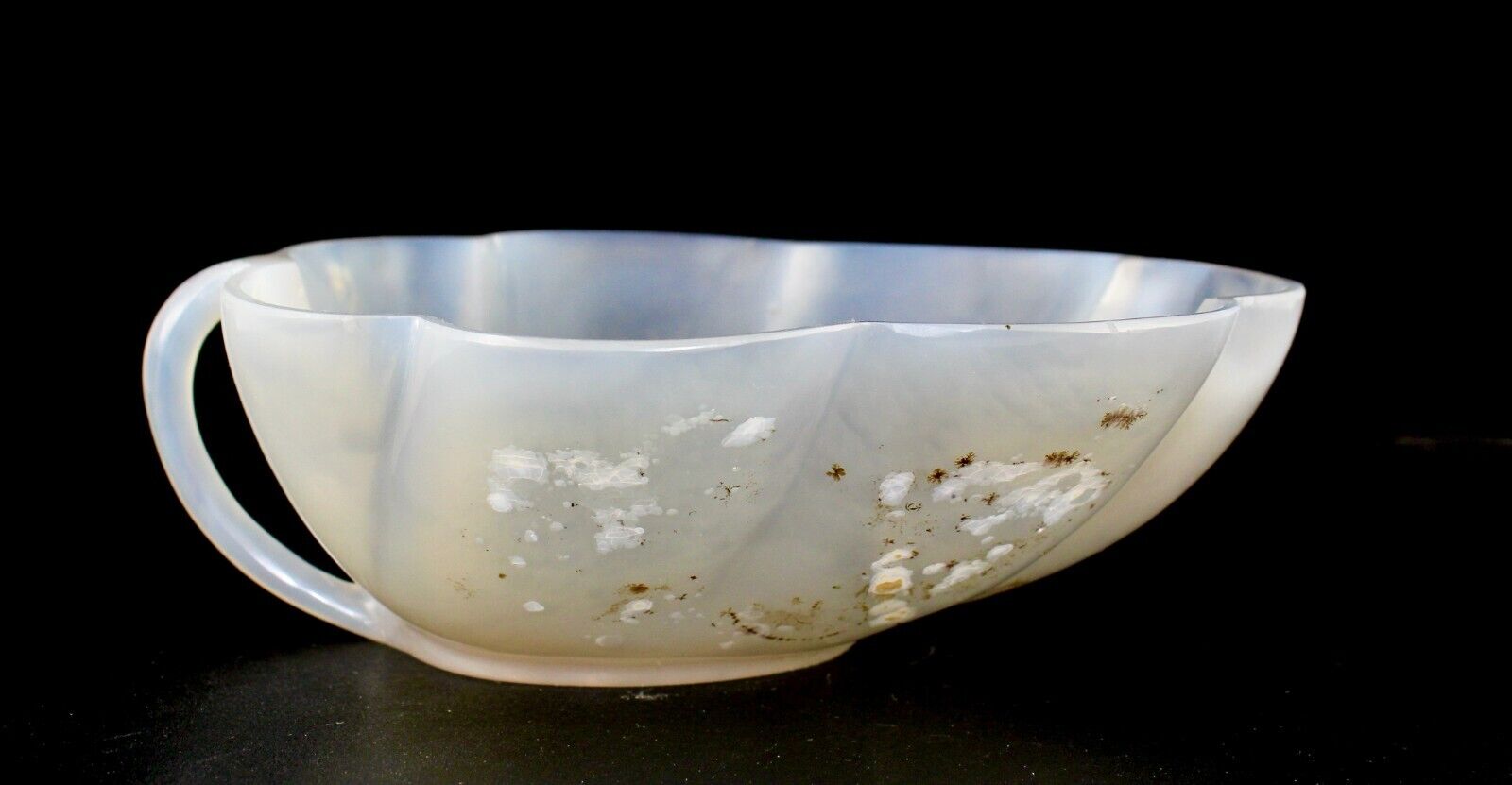 FINE CRAFTED NATURAL CHALCEDONY 2225 CARATS CARVED DESIGNER BOWL FOR HOME DECOR