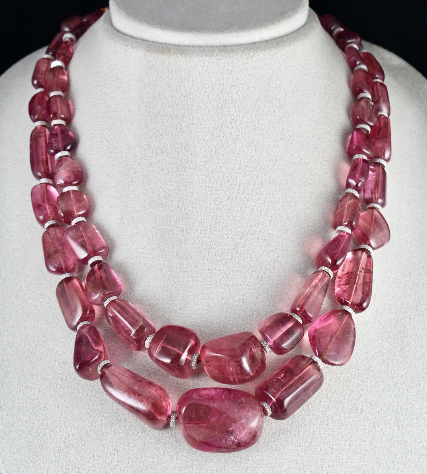 Certified Rubellite Pink Tourmaline 1027 Ct Bead Stone Necklace For Women