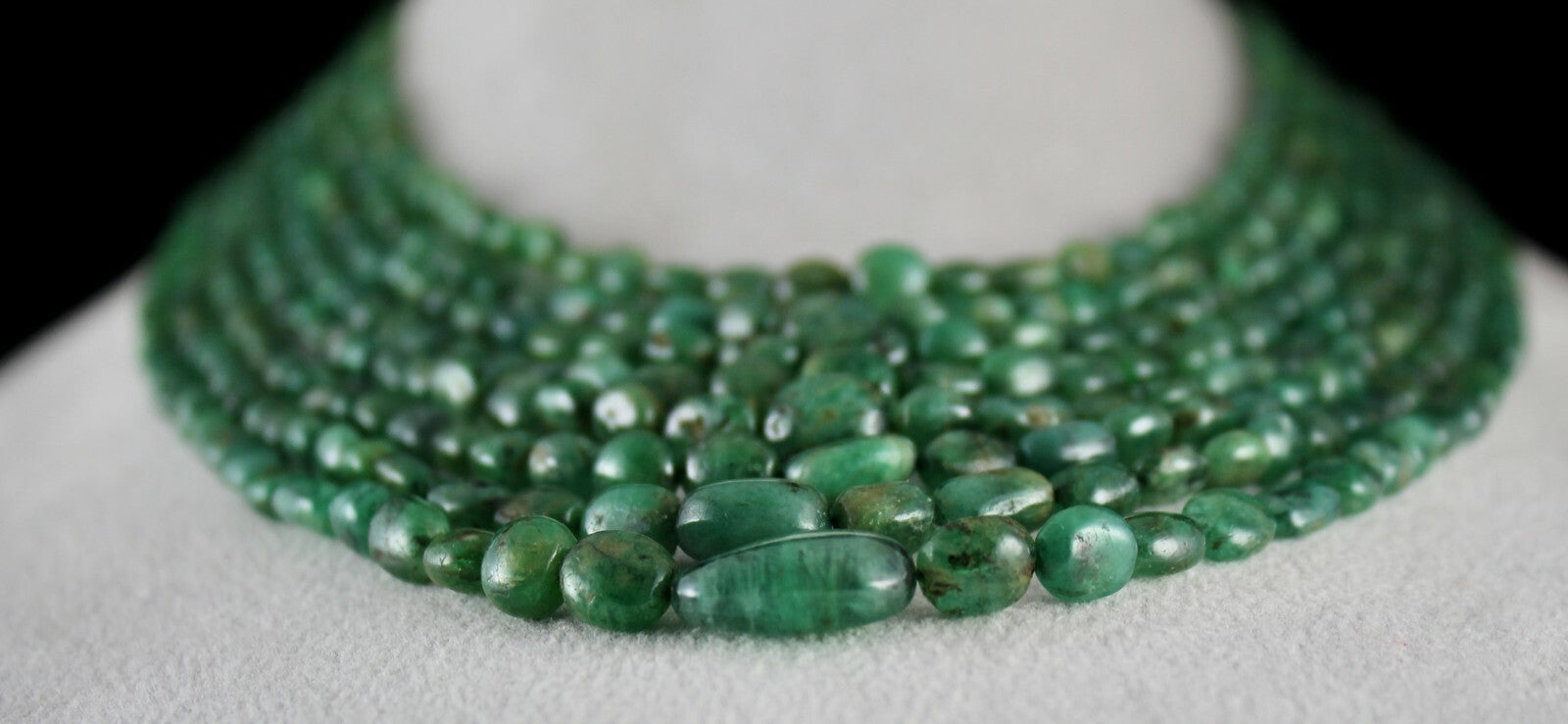 Certified Natural Emerald Beads Necklace 560 Ct Vintage Gemstone String Women