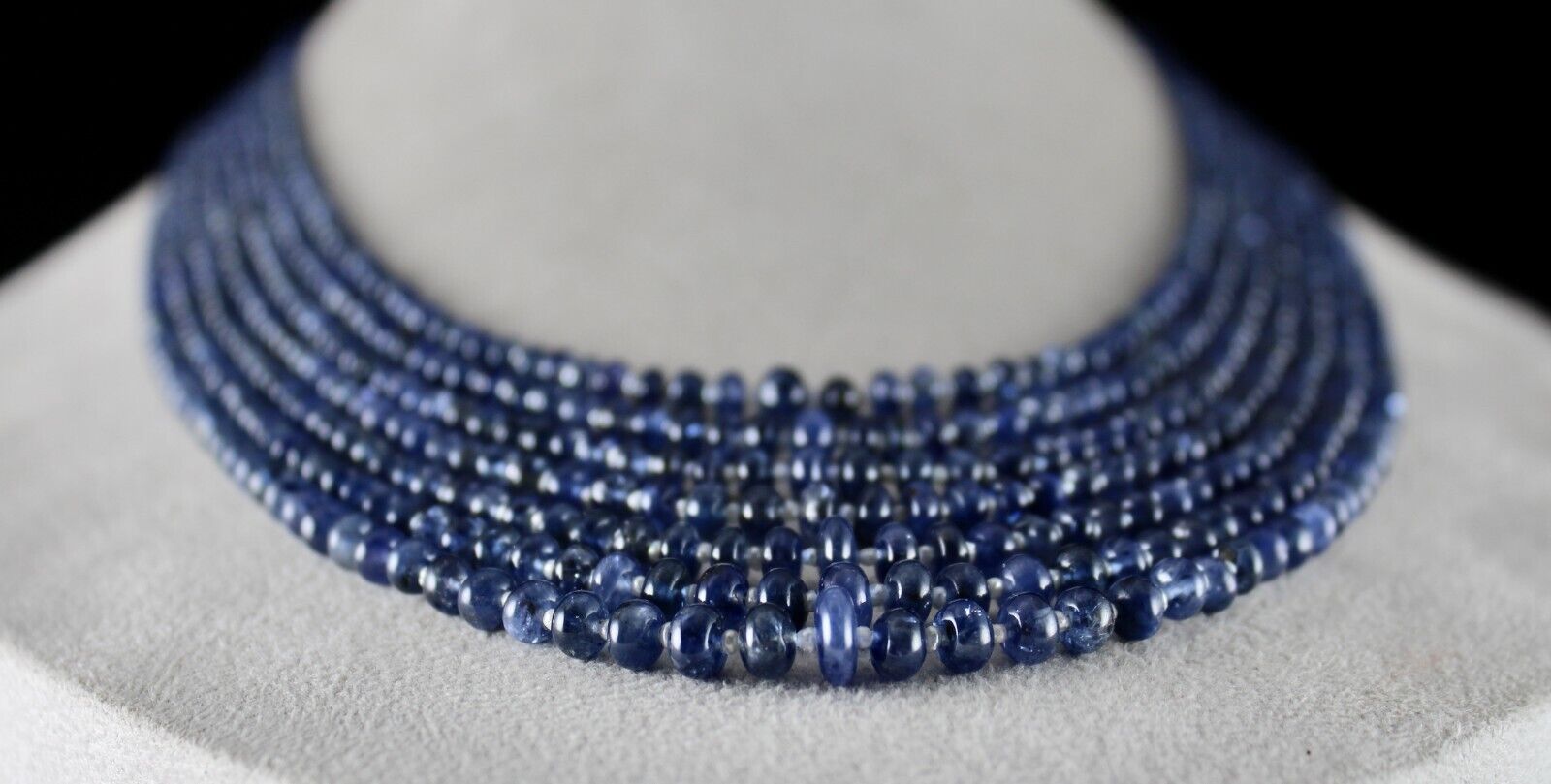 NATURAL BLUE SAPPHIRE PEARL BEADS ROUND 7 LINE 464 CTS GEMSTONE FINEST NECKLACE