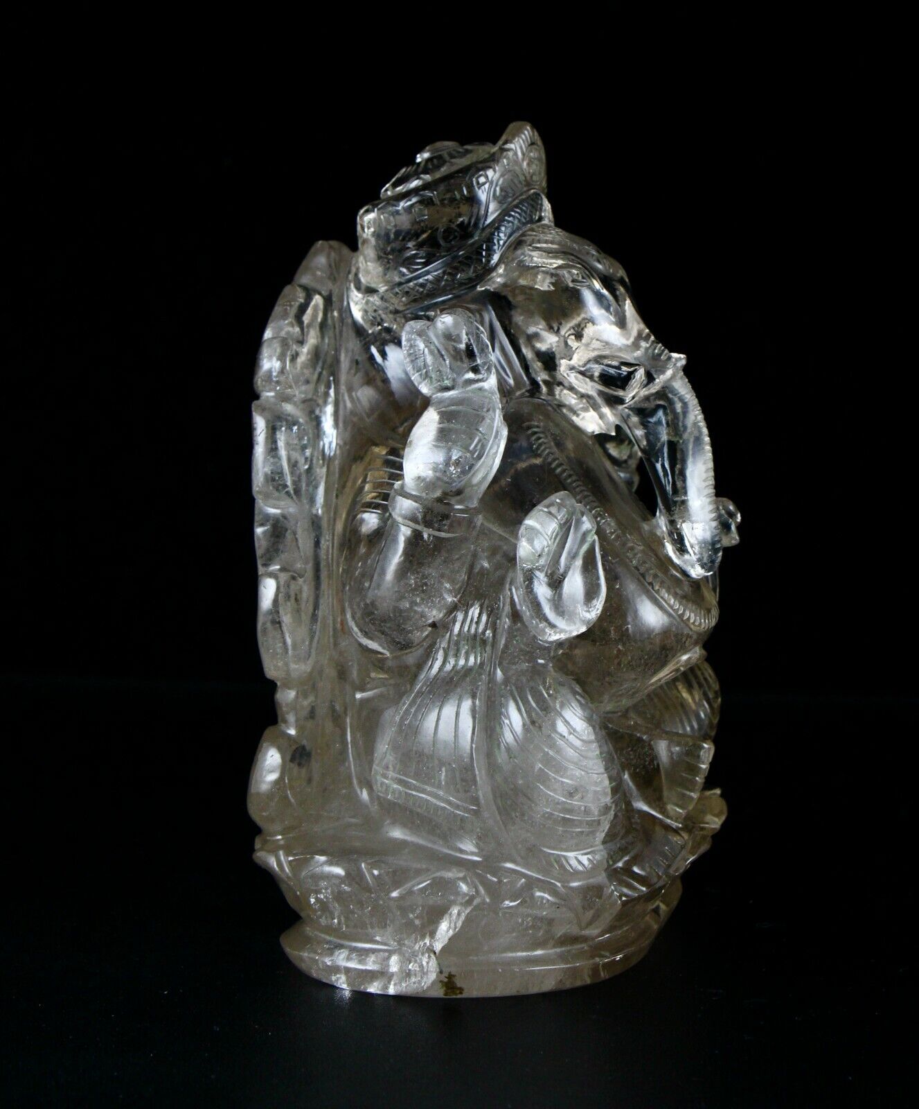 NATURAL SMOKY CRYSTAL QUARTZ 6275 CTS 6 "INCH LORD GANESHA STATUE HOME DECOR