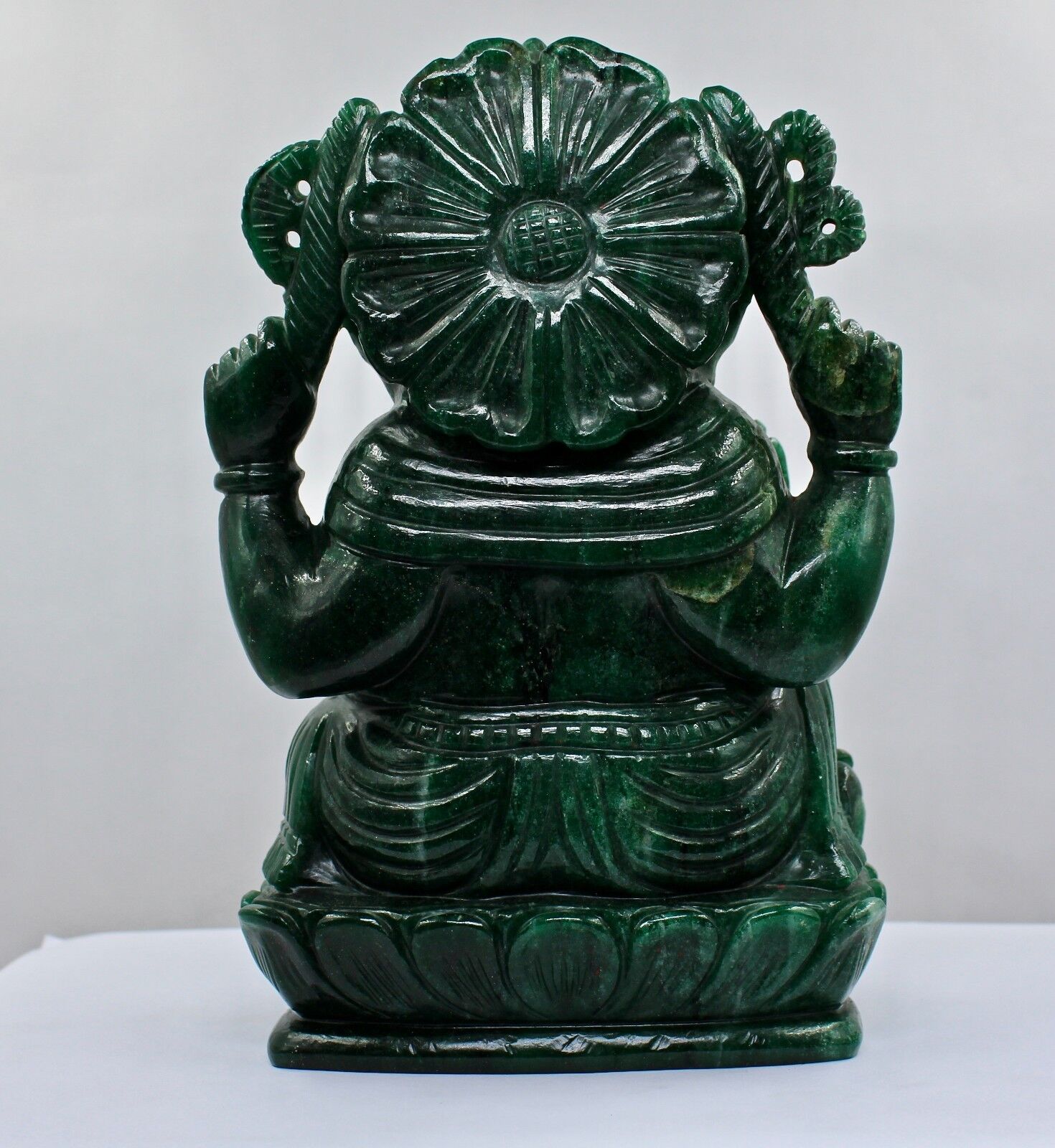 NATURAL GREEN QUARTZ 13565 CTS 8"INCH LORD GANESHA STATUE FOR HOME DECOR