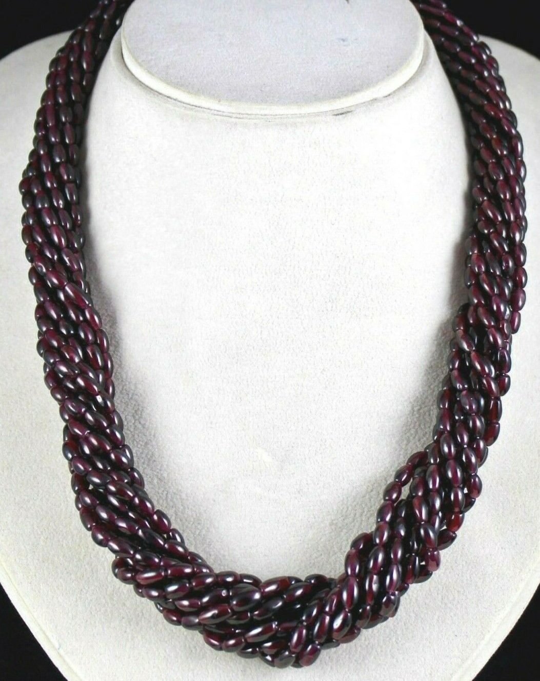 Natural Red Garnet 1111ct Beads Long Sterling Silver Fashion Necklace