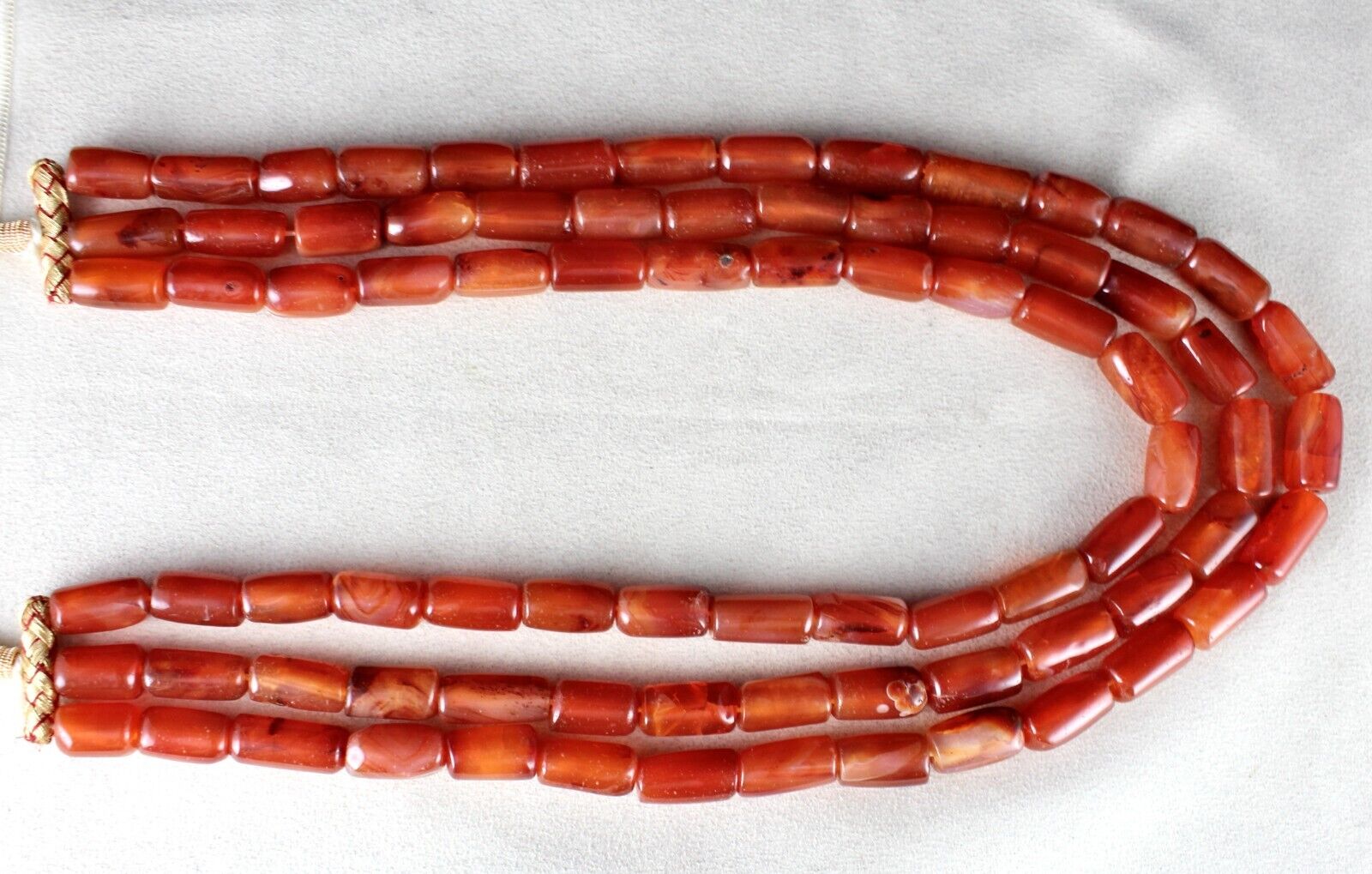 Carnelian Beaded Necklace 3 Line 1387 Carats Natural Tube shape Gemstone Fashion