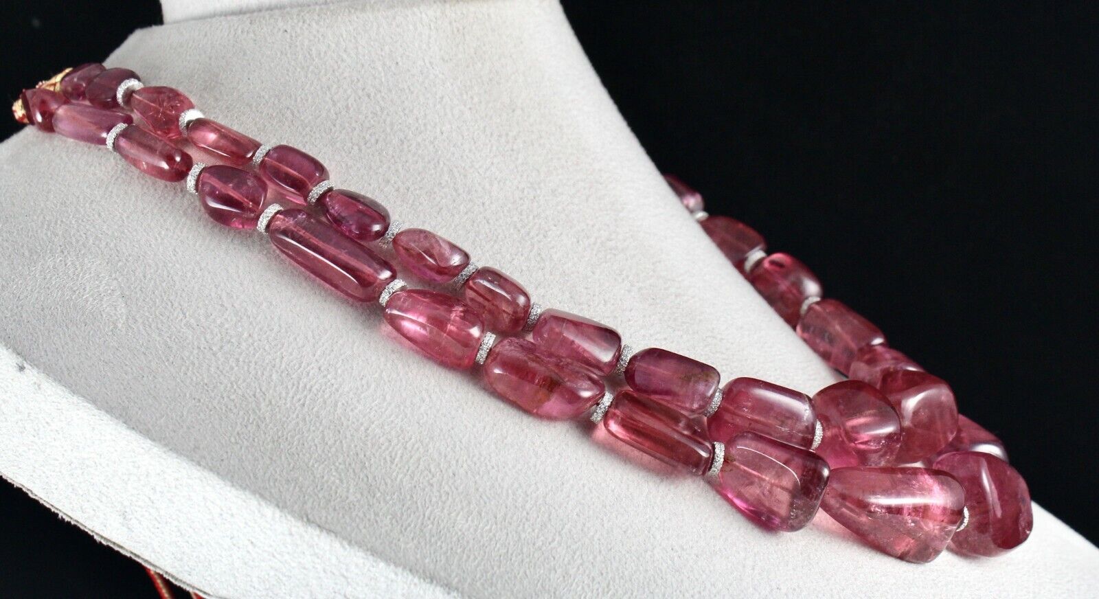 Certified Natural Rubellite Pink Tourmaline Bead 1027 Ct Stone Cocktail Necklace