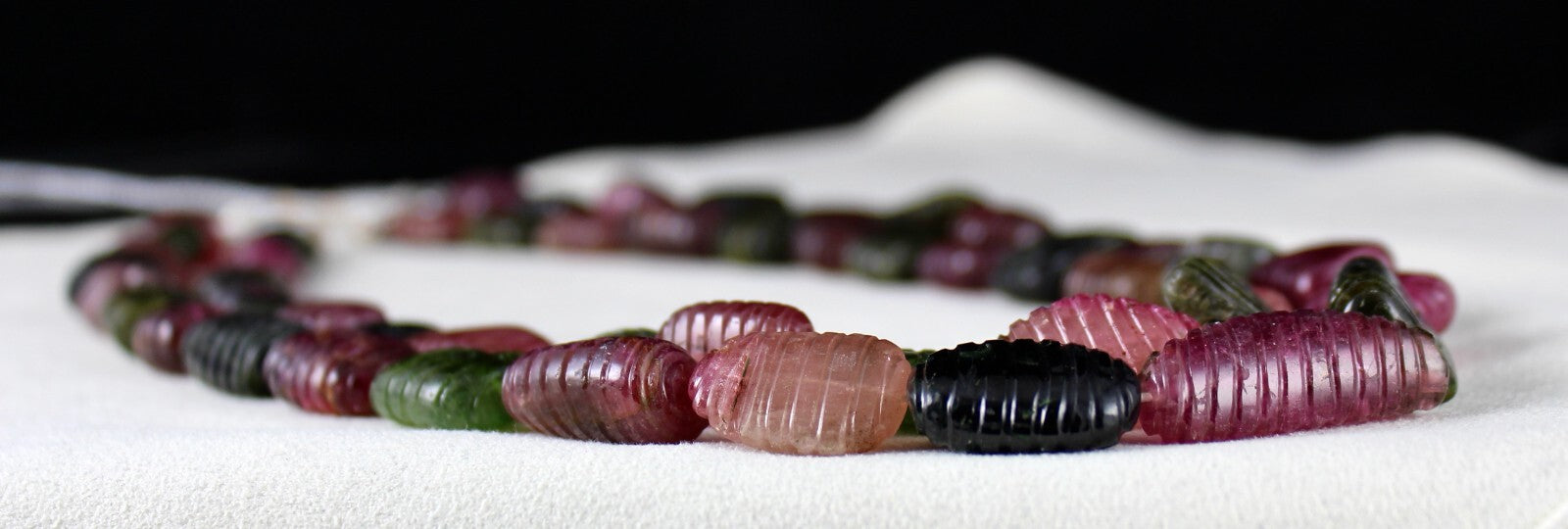 Certified Old Natural Multi Tourmaline 33mm Carved Beads 1062ct Necklace