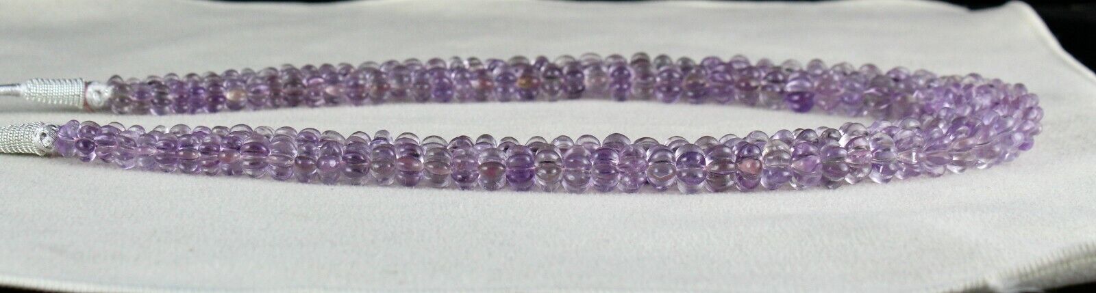 NATURAL PINK AMETHYST BEADS CARVED ROUND 2 LINE 464 CTS GEMSTONE FINE NECKLACE