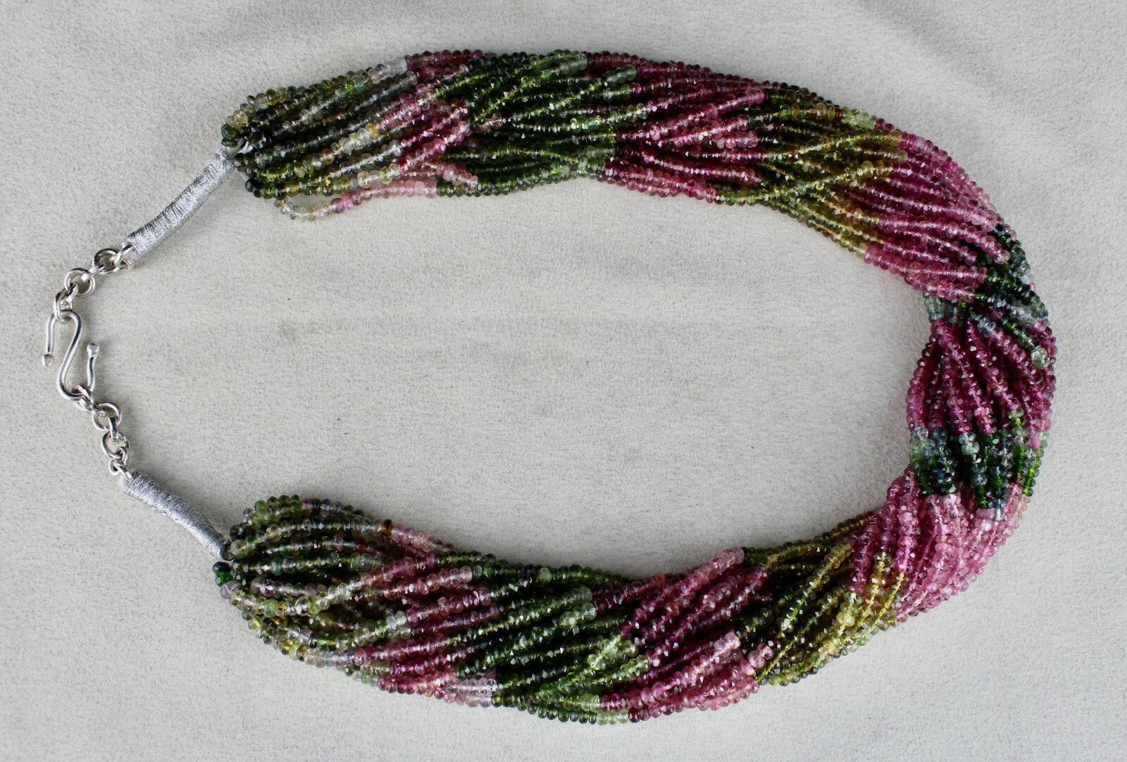 Certified Natural Multi Tourmaline 802ct Faceted Round Gemstone Necklace