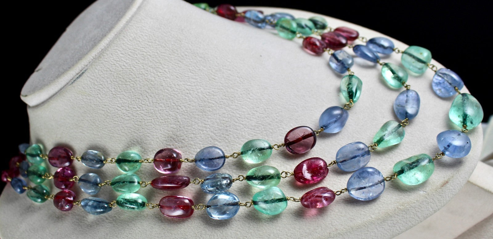 Certified Important Old Necklace Natural Emerald Sapphire Spinel 10ct Nugget