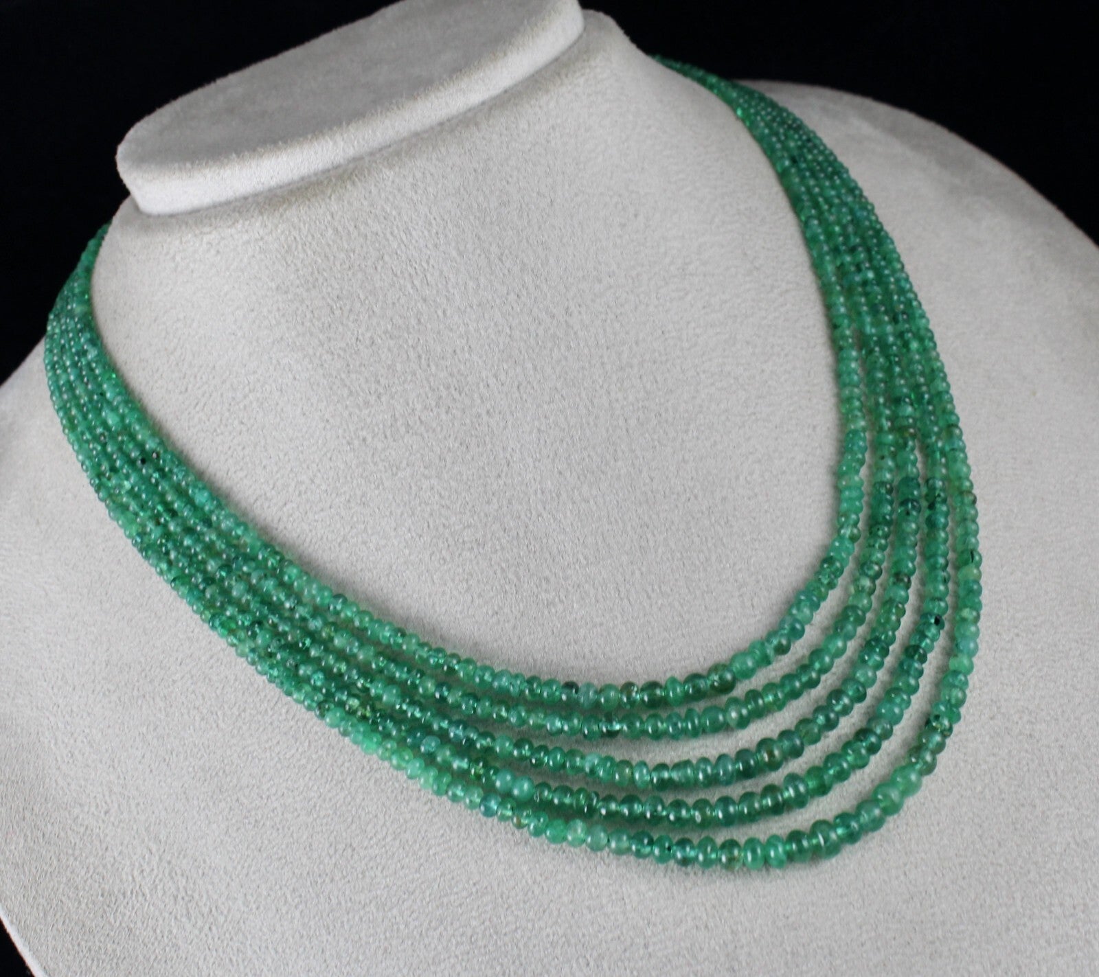 Certified Natural Emerald Beads Round 183ct Green Gemstone Necklace For Women