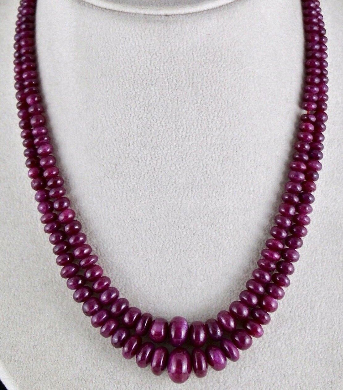 NATURAL UNHEATED RUBY BEADS ROUND 2 LINE 382 CARATS GEMSTONE COLLECTION NECKLACE