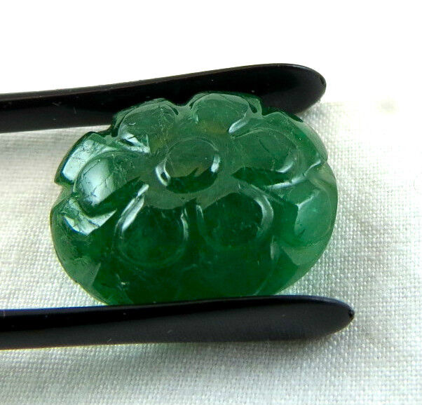 NATURAL ZAMBIAN CARVED EMERALD OVAL 17X13 MM 12 CARATS GEMSTONE FOR RING PENDANT