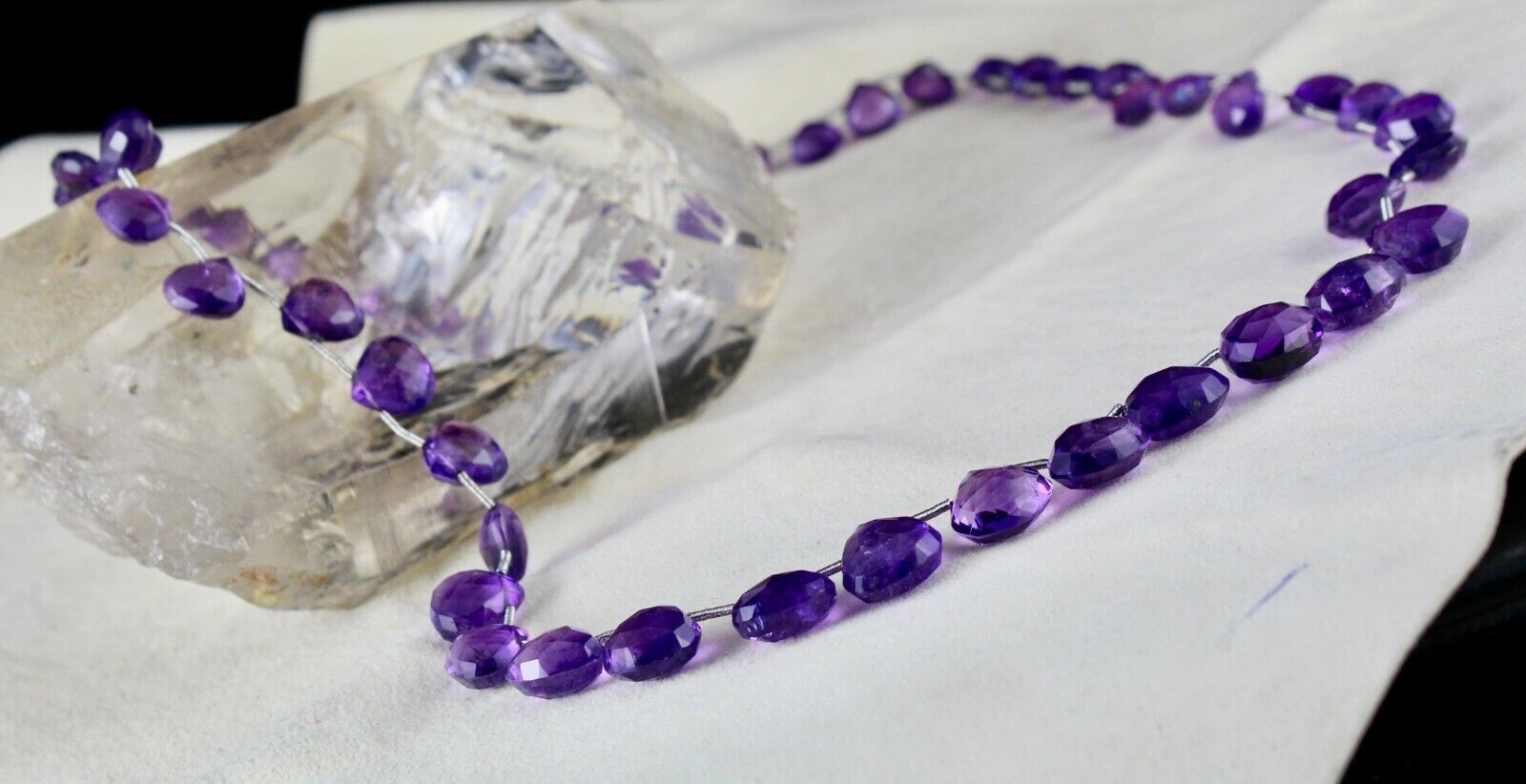 Natural Amethyst Beads Teardrop 1 L 158 Ct Purple Gemstone Party Silver Necklace